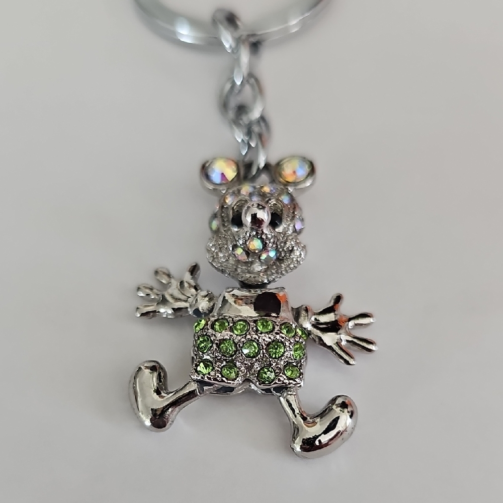 Silver and Green Crystal Duck Pendant